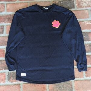 Kids Navy Blue Long Sleeve Shirt with Pink Paw Print